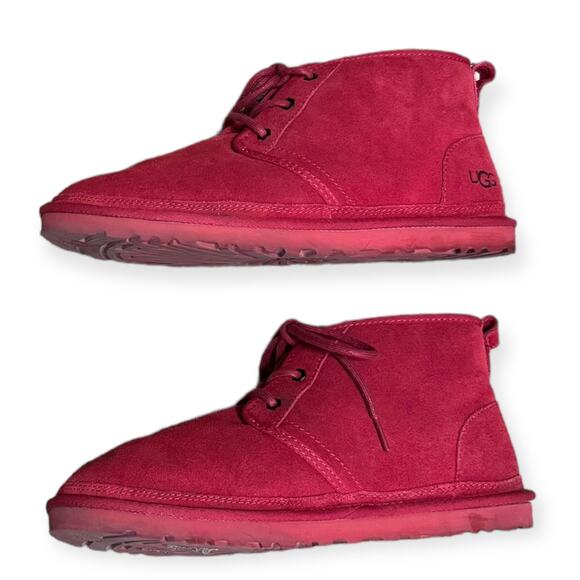 UGG Red Neumel Uggplush Wool Blend Lining Lace Up Chukka Boots Men's Size 11 - Picture 6 of 13